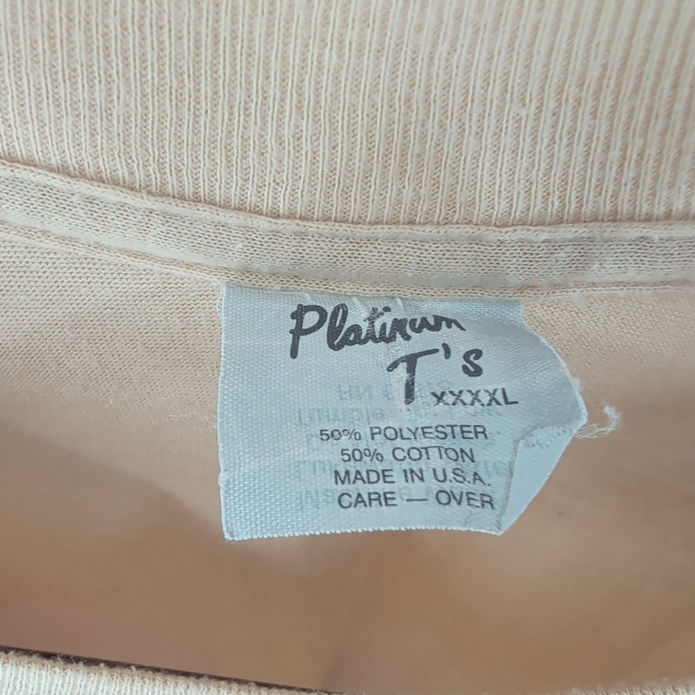 Vintage Platinum USA 80s Round Neck‎ Short Sleeve Graphic T-Shirt Ivory Size 4XL - Picture 4 of 8